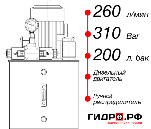 Гидростанция с ДВС НДР-260И3120Т