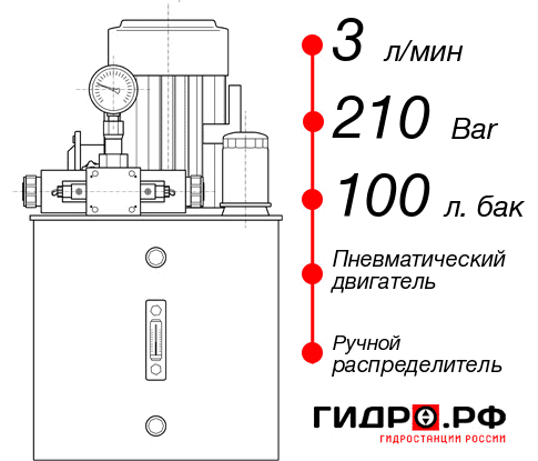 Гидростанция с пневмоприводом НПР-3И2110Т