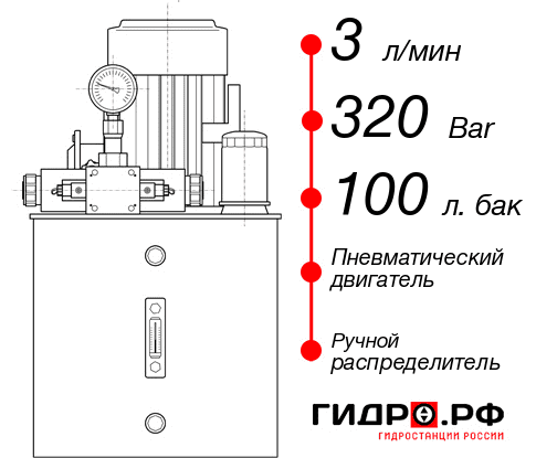 Гидростанция с пневмоприводом НПР-3И3210Т