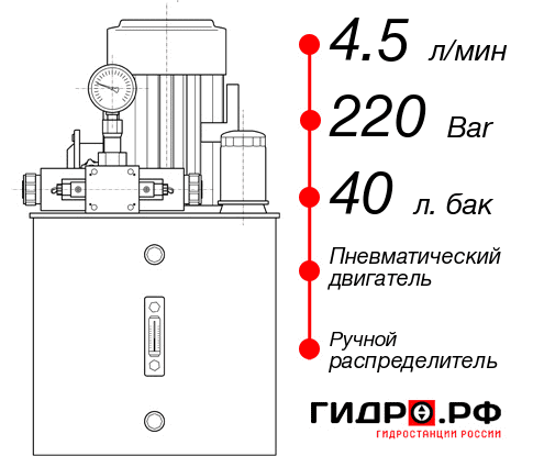 Гидростанция с пневмоприводом НПР-4,5И224Т