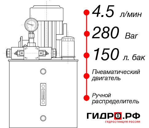 Гидростанция с пневмоприводом НПР-4,5И2815Т