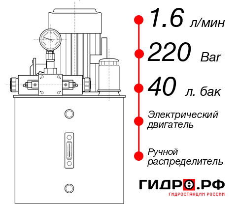 Гидростанция с электроприводом НЭР-1,6И224Т